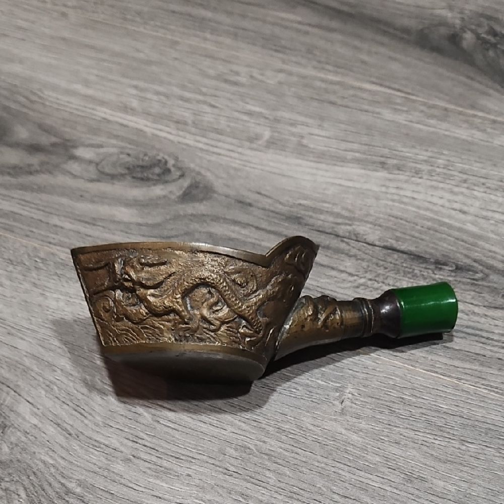 Vintage Brass Chinese Dragon Rice Scoop